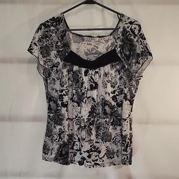 Carol Rose Black and White Blouse (M) - Picture 2 of 12